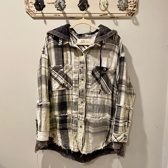 NWOT XS Free People Calico Basin Plaid Buttondown - Picture 5 of 13